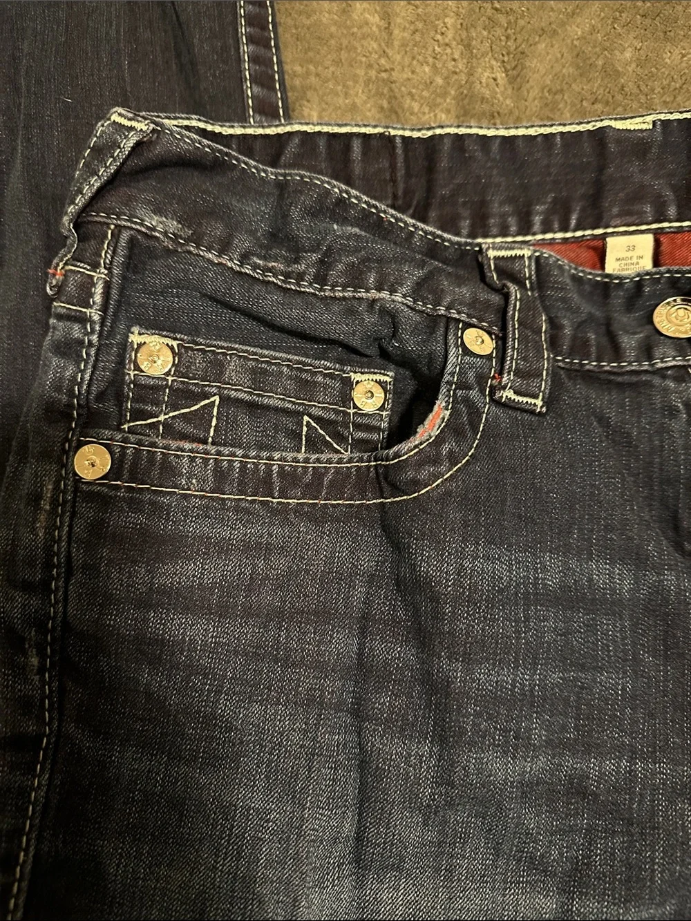 True Religion Dark Blue Sz 33 Skinny Jeans